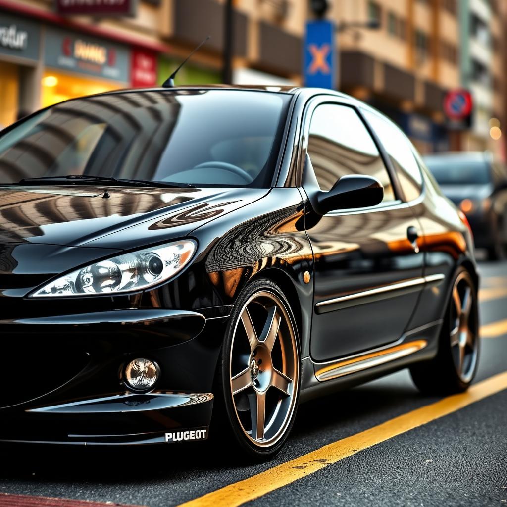 Sleek Black Peugeot 206: 2000 Model with Sirocco Rims