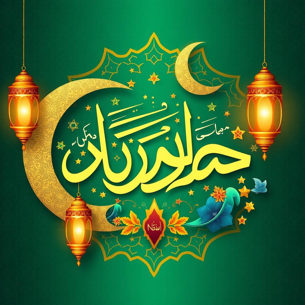 A beautiful and elegant Arabic calligraphy design featuring the name 'Hesa' (هيسا) in a festive style for Ramadan