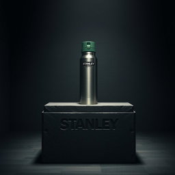 A highly realistic depiction of a dark room, featuring a massive iron block at the center