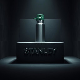 A highly realistic depiction of a dark room, featuring a massive iron block at the center