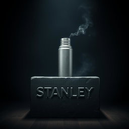 A highly realistic portrayal of a dark room with an ominous atmosphere, featuring a massive iron block at the center