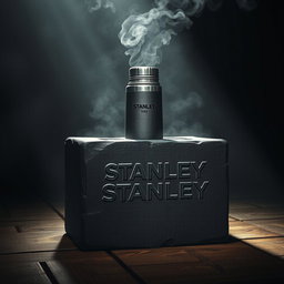 A highly realistic portrayal of a dark room with an ominous atmosphere, featuring a massive iron block at the center