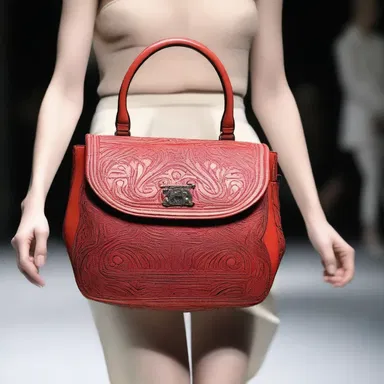 The fashion designer showcased a collection of unique handbags, including an ampulla-inspired design.