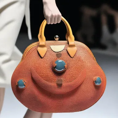 The fashion designer showcased a collection of unique handbags, including an ampulla-inspired design.