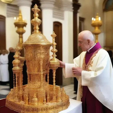 The priest carefully blessed the congregation with holy water from the ornate ampullas.