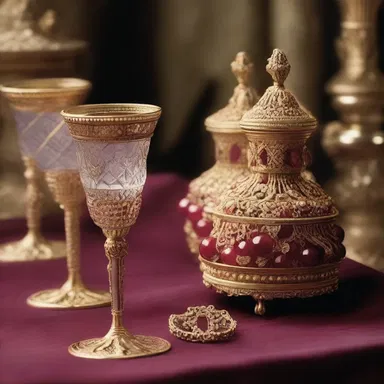 In the period drama film, the royal court used bejeweled ampullas to sip fine wine.