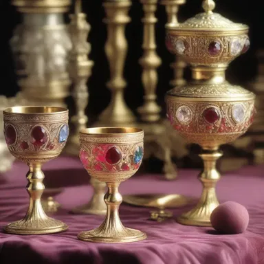 In the period drama film, the royal court used bejeweled ampullas to sip fine wine.