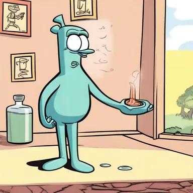 In the cartoon, the character stumbles upon an ampulla that grants them extraordinary abilities.