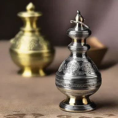 The sacred ampulla is used during religious ceremonies to hold holy water or blessed oils.