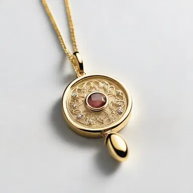 The protagonist presents a delicate ampulla pendant as a symbol of their love and devotion.