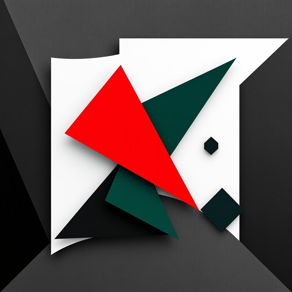 An abstract composition featuring various geometric shapes