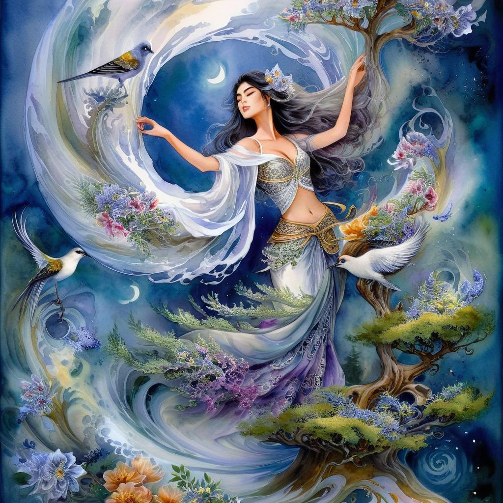Enchanting Night: Fairy and Mermaid Under Moonlight