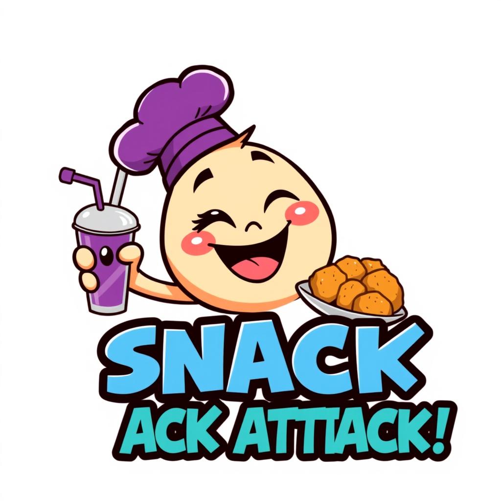 A playful and adorable cartoon character with a purple chef hat, winking cheerfully