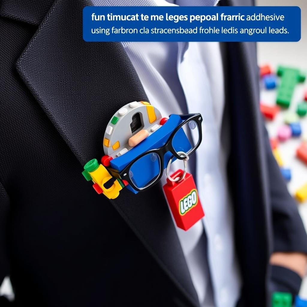 An innovative LEGO product designed to attach to clothing using a special fabric adhesive