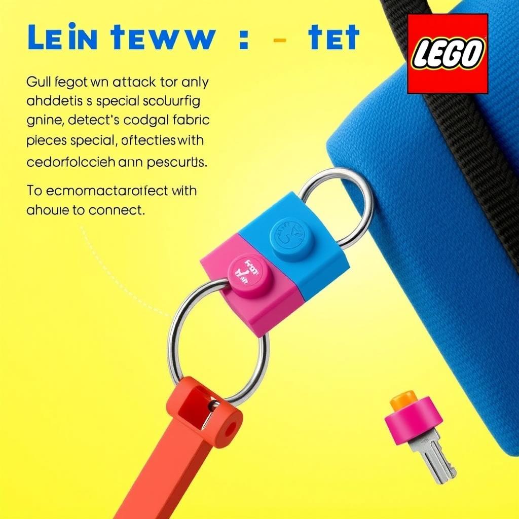 An innovative new product from the LEGO brand, showcasing a gadget designed to attach to any clothing with a special, colorful fabric adhesive