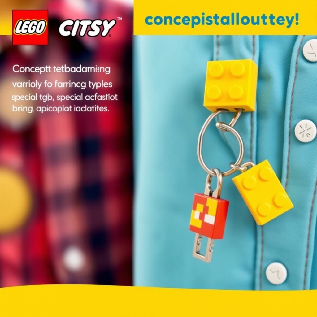 A concept product design from LEGO, showcasing a gadget that can effortlessly attach to various clothing types using a special fabric adhesive