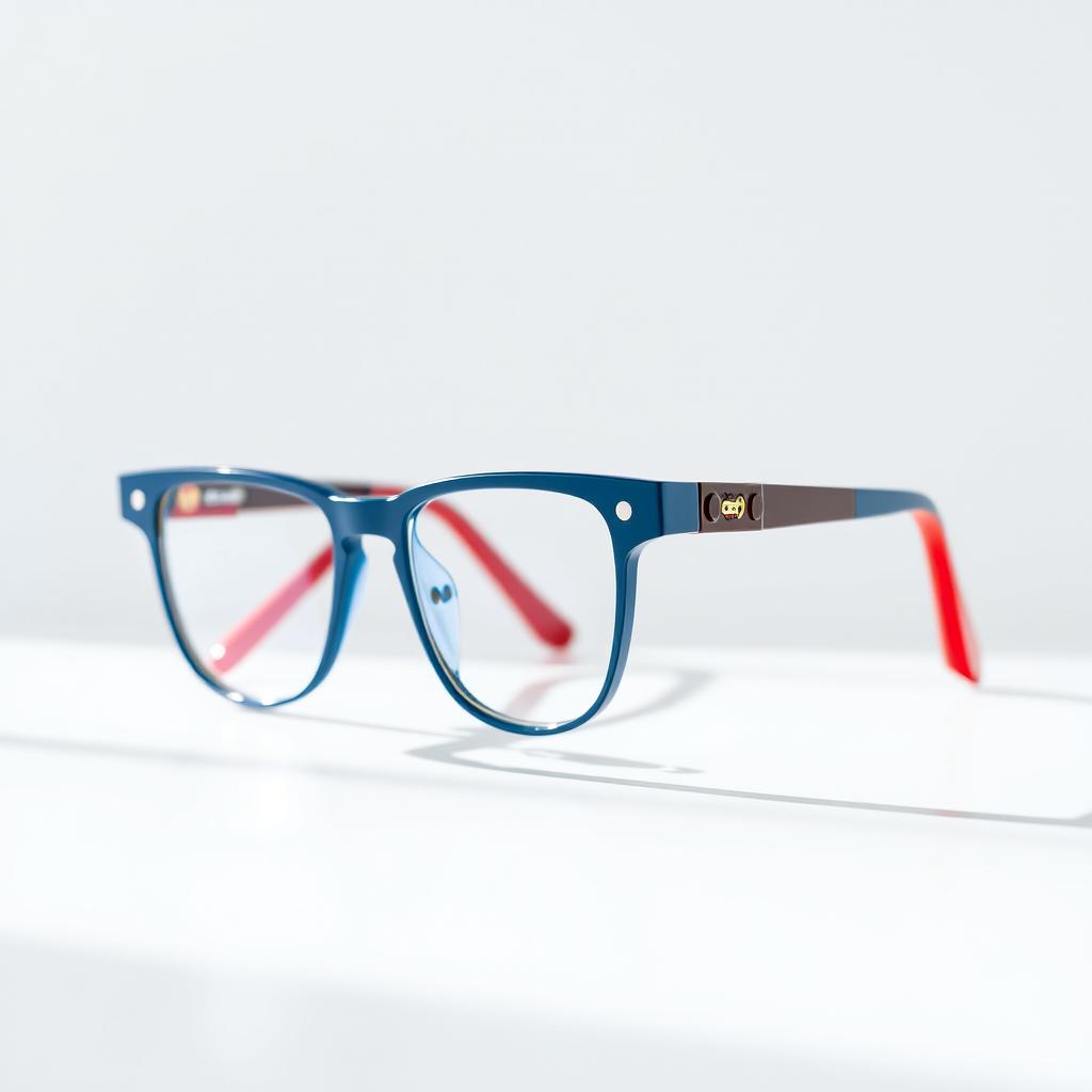 A stunning pair of elegant and stylish glasses featuring a simple design, with a frame in a rich combination of blue and navy colors