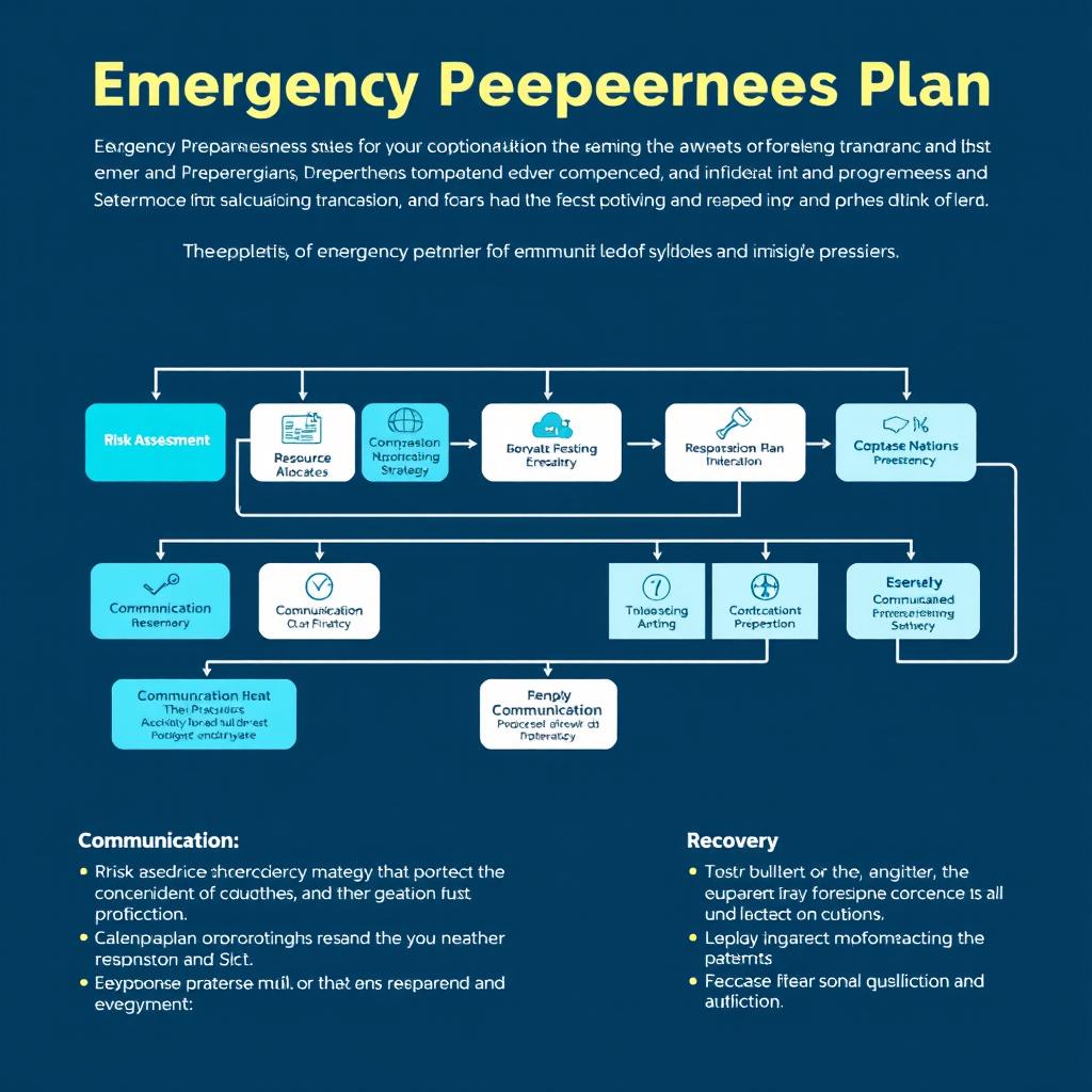 An emergency preparedness plan visually represented as an informative and organized flowchart