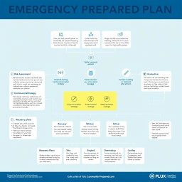 An emergency preparedness plan visually represented as an informative and organized flowchart