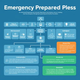 An emergency preparedness plan visually represented as an informative and organized flowchart