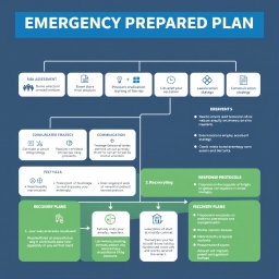 An emergency preparedness plan visually represented as an informative and organized flowchart