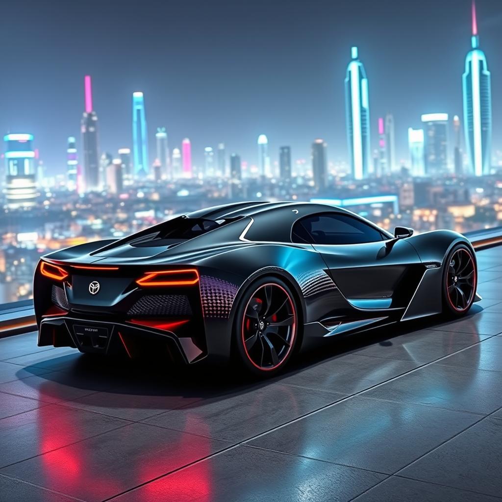 A stunning side view of a futuristic hyper corvette sports car featuring a cutting-edge design with elegant aerodynamic curves