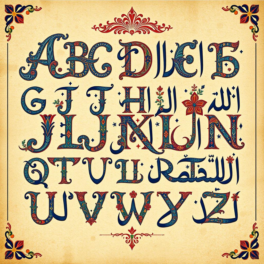 A stunning and intricate design showcasing the Persian alphabet