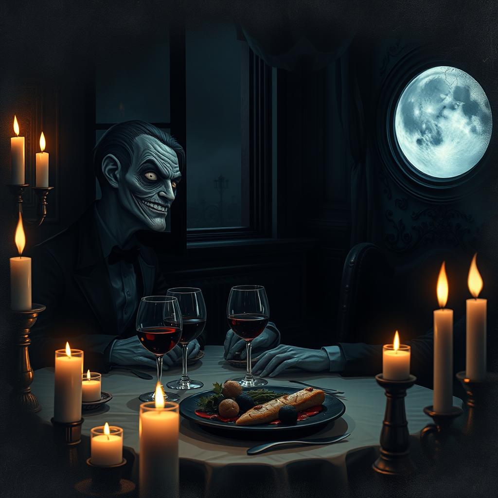 A haunting yet captivating scene depicting a date set in an eerie environment