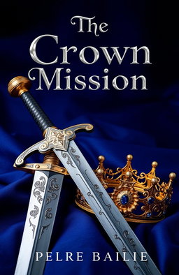 A beautifully arranged composition featuring a majestic sword with intricate designs etched into its blade, resting beside a stunning golden crown adorned with sparkling jewels