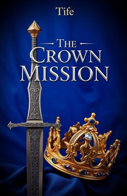 A beautifully arranged composition featuring a majestic sword with intricate designs etched into its blade, resting beside a stunning golden crown adorned with sparkling jewels