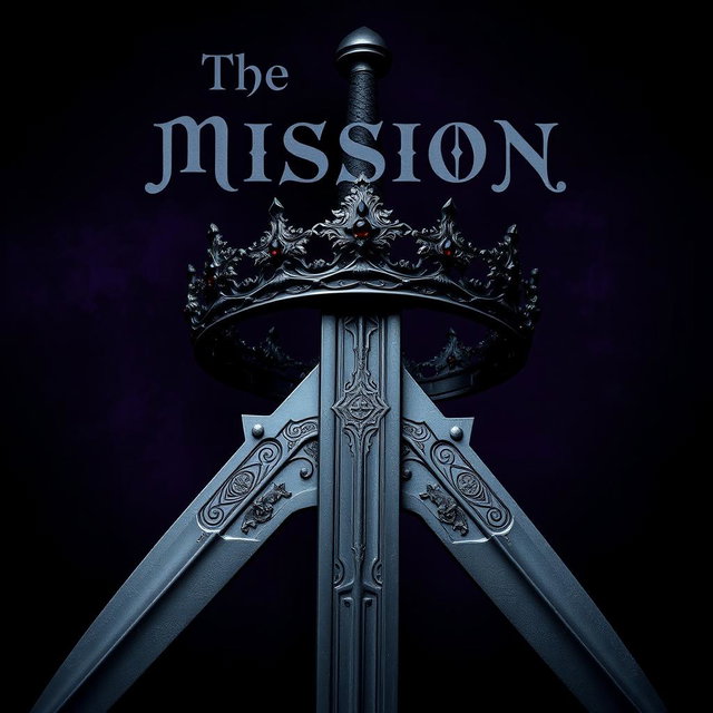 A striking dark aesthetic composition featuring a menacing sword with a blackened blade, showcasing detailed engravings that hint at ancient power