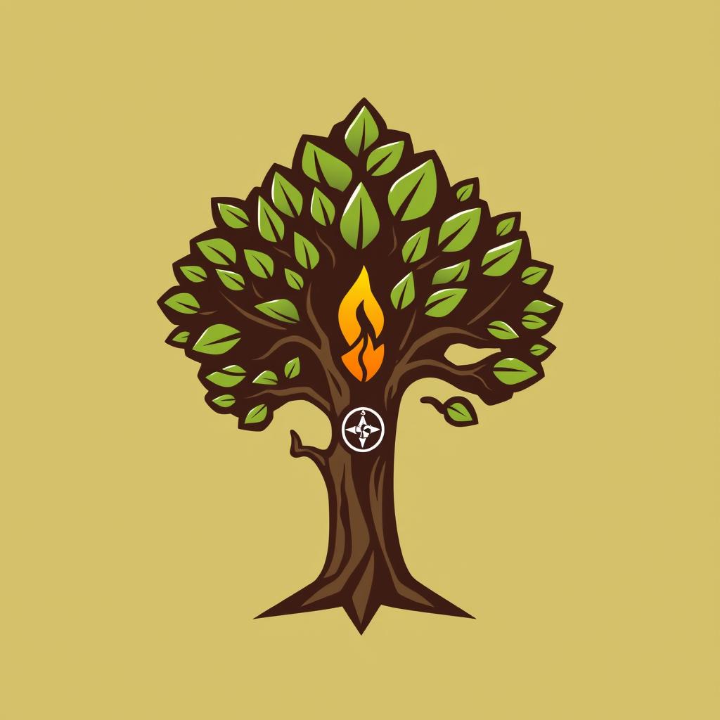 A creative logo design representing a scout theme incorporated into the shape of a tree