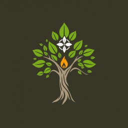 A creative logo design representing a scout theme incorporated into the shape of a tree