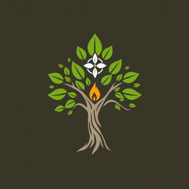 A creative logo design representing a scout theme incorporated into the shape of a tree