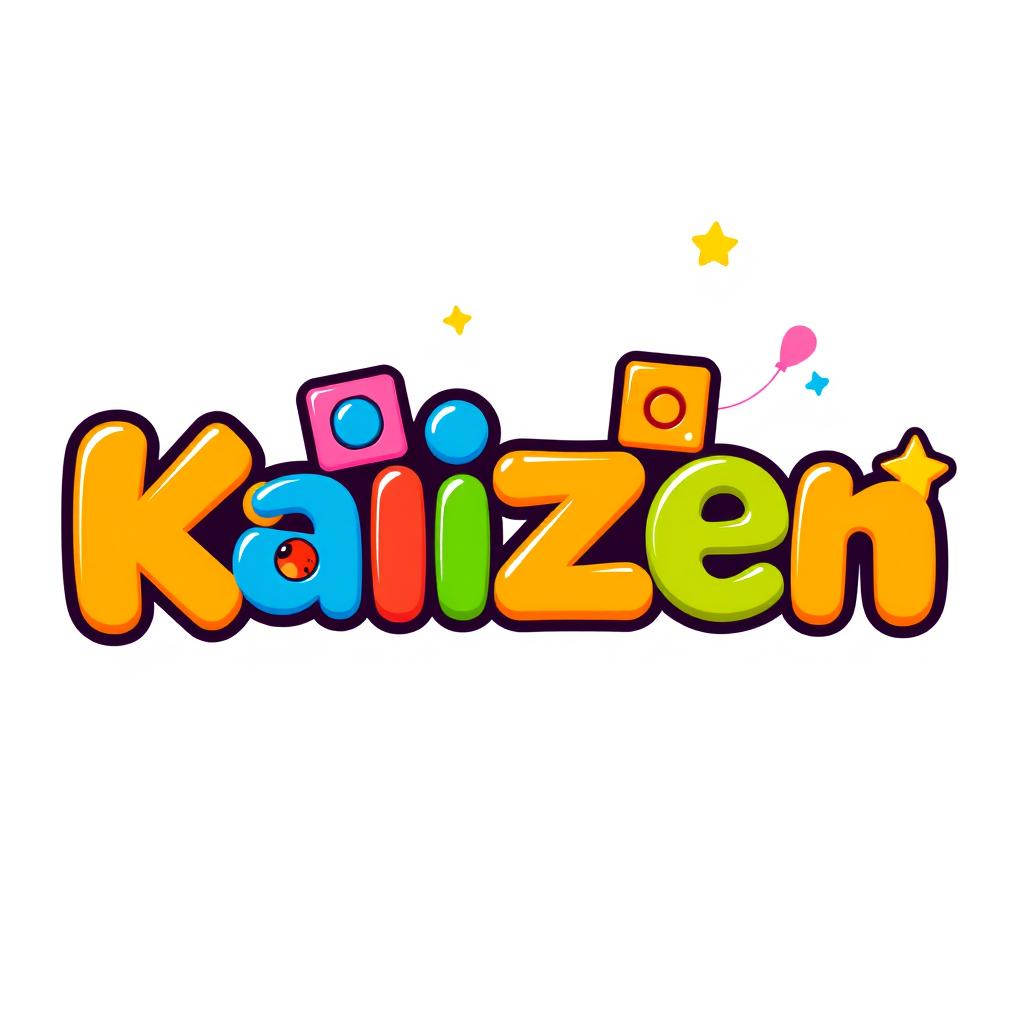 A vibrant and playful logo for a toy company named 'Kaizen'