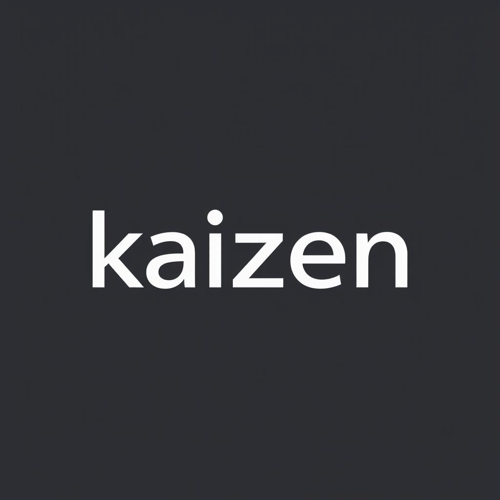A minimalistic logo design featuring the name 'kaizen' in a sleek, modern typographic style