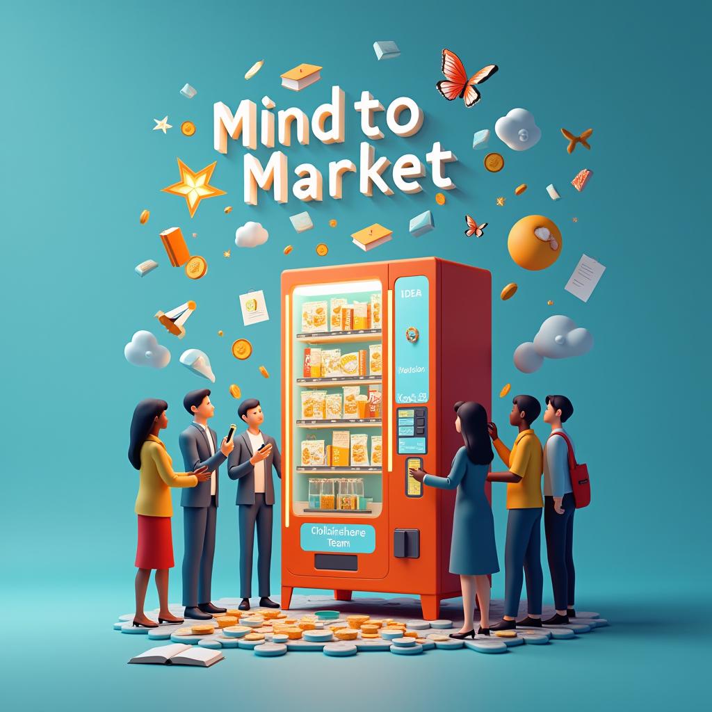 Create a 3D book cover for 'Mind to Market - Why Active Participation in the Knowledge Economy Matters for All'