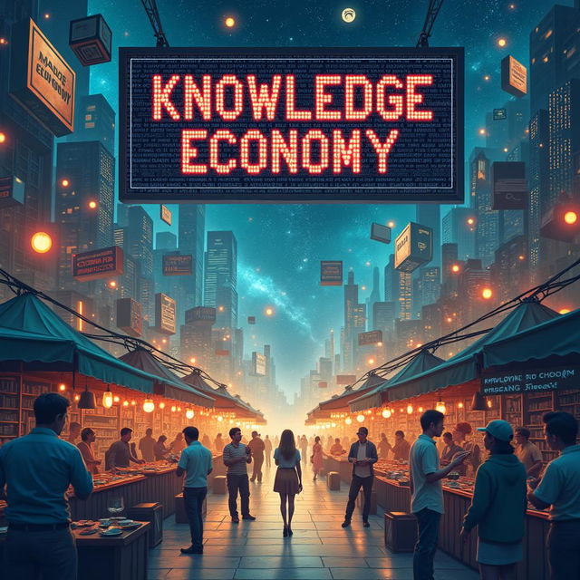 Design a captivating book cover for 'Mind to Market - Why Active Participation in the Knowledge Economy Matters for All'