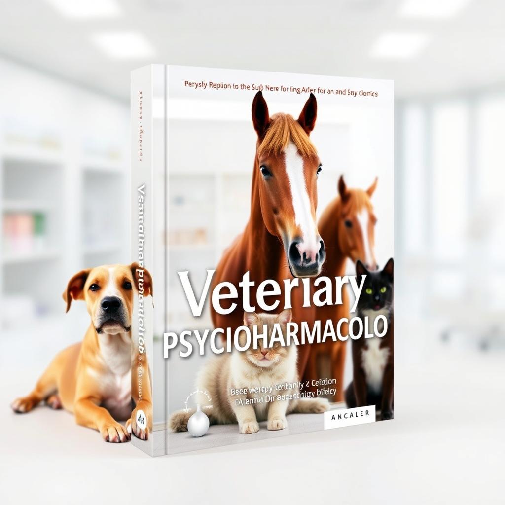 A captivating book cover design for 'Veterinary Psychopharmacology'