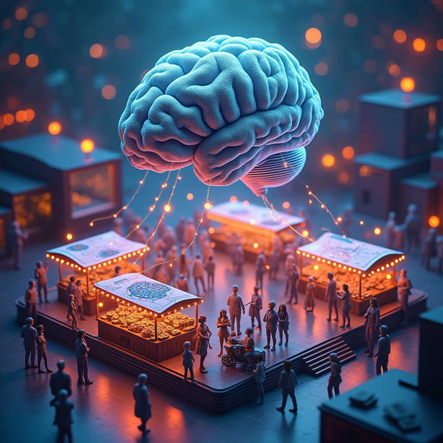 Design a captivating 3D book cover for 'Mind to Market - Why Active Participation in the Knowledge Economy Matters for All'