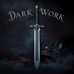 A striking book cover design featuring a majestic sword and a regal crown set against a dark theme aesthetic