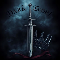 A striking book cover design featuring a majestic sword and a regal crown set against a dark theme aesthetic