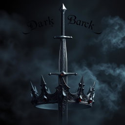 A striking book cover design featuring a majestic sword and a regal crown set against a dark theme aesthetic