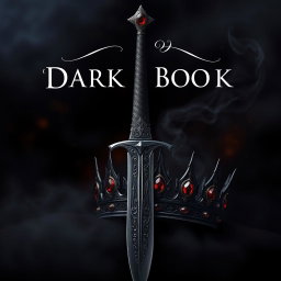 A striking book cover design featuring a majestic sword and a regal crown set against a dark theme aesthetic