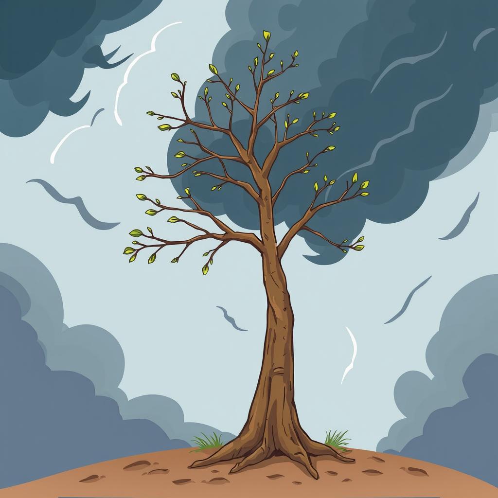 Whimsical Slender Tree: Nature in a Cartoon Style