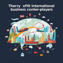 An illustration depicting the theory of international business counter-players, showcasing various global markets interacting with each other