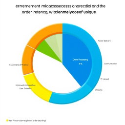 A detailed and colorful pie chart illustrating improvements in order processing efficiency and customer satisfaction rates