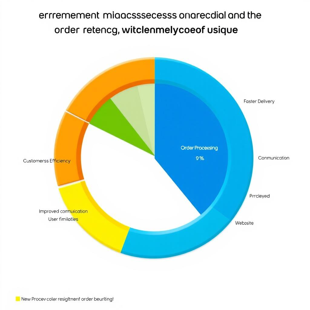 A detailed and colorful pie chart illustrating improvements in order processing efficiency and customer satisfaction rates
