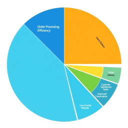A detailed and colorful pie chart illustrating improvements in order processing efficiency and customer satisfaction rates
