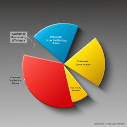A detailed and colorful pie chart illustrating improvements in order processing efficiency and customer satisfaction rates
